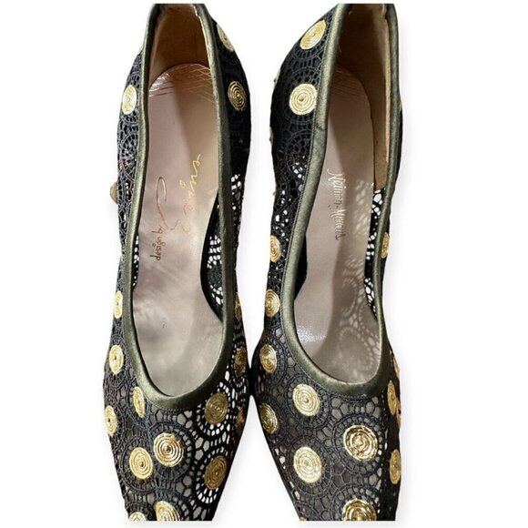 Rare Vintage David Evins Black Lace Heels – Hand-Painted Soles, Size 6B - Picture 13 of 13